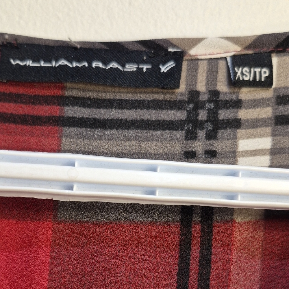 William Rast Red and Gray Plaid Button-Front Tunic - Picture 5 of 10